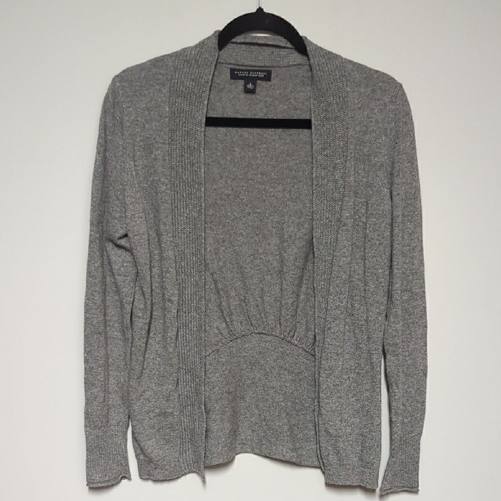 Halogen Gray Open Front Cardigan with Shawl Collar
